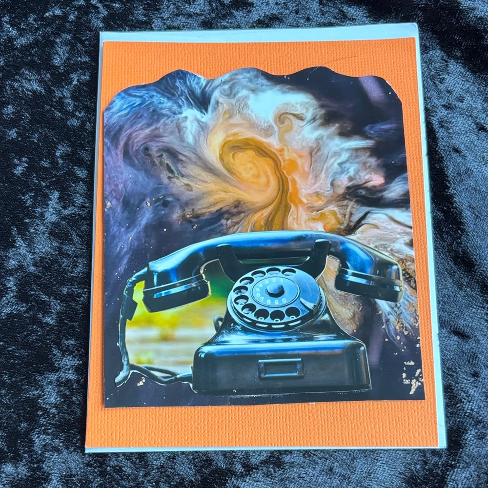 Retro Rotary Telephone Art Print Notebook - Orange Cover
